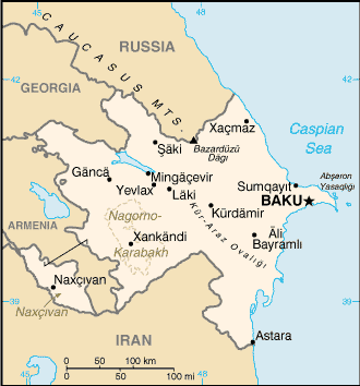 [Country map of Azerbaijan]