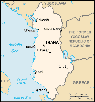 [Country map of Albania]