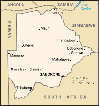 [Country map of Botswana]