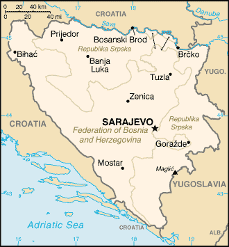 [Country map of Bosnia and Herzegovina]