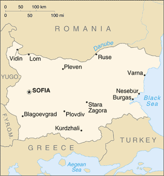 [Country map of Bulgaria]