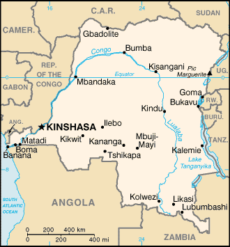 [Country map of Congo, Democratic Republic of the]