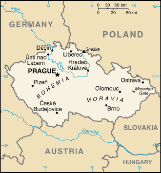 [Country map of Czech Republic]