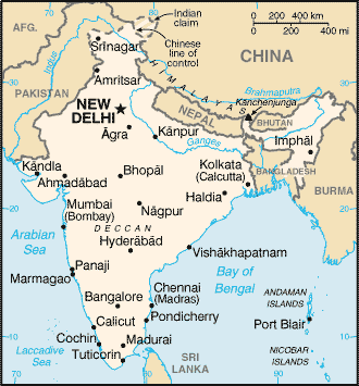 [Country map of India]