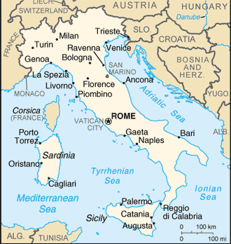 [Country map of Italy]