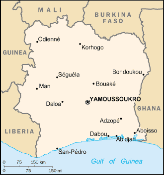 [Country map of Cote d'Ivoire]