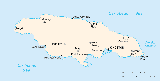 [Country map of Jamaica]