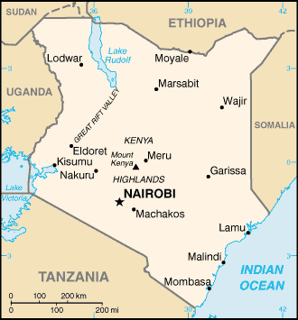 [Country map of Kenya]