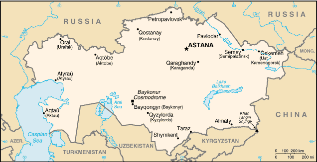 [Country map of Kazakhstan]