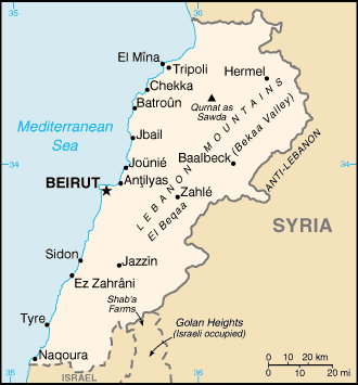 [Country map of Lebanon]