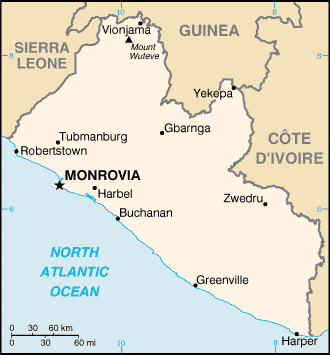 [Country map of Liberia]