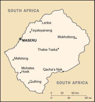 [Country map of Lesotho]