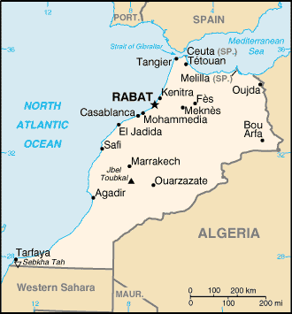 [Country map of Morocco]