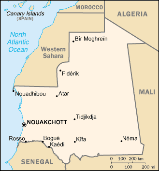 [Country map of Mauritania]