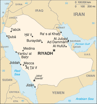 [Country map of Saudi Arabia]