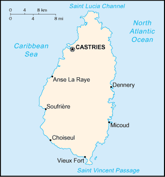 [Country map of Saint Lucia]