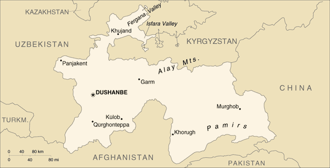 [Country map of Tajikistan]