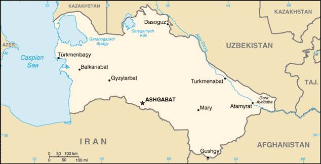 [Country map of Turkmenistan]