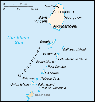 [Country map of Saint Vincent and the Grenadines]