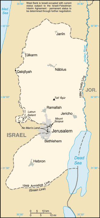 [Country map of West Bank]