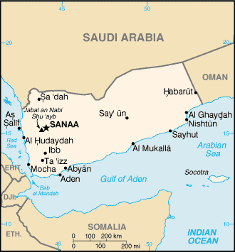 [Country map of Yemen]